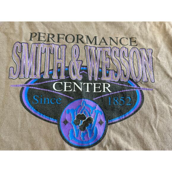 Vintage Smith & Wesson Single Stitch T-Shirt Men XL Faded Brown Firearm Gun Logo - Picture 2 of 12
